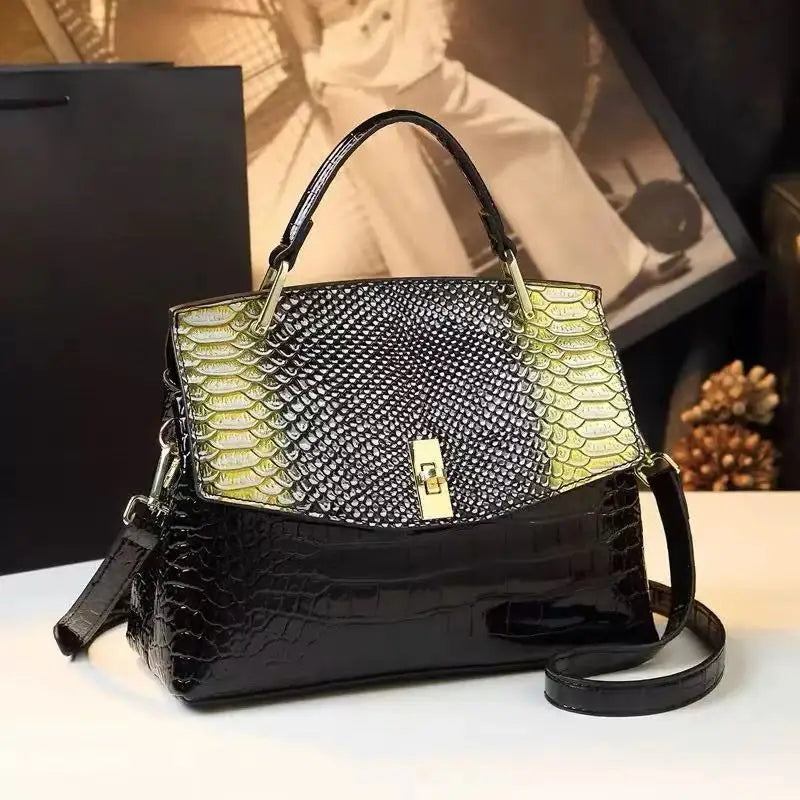 Luxury crocodile print leather handbag for women, trendy HSF Marketplace crossbody purse with high-quality craftsmanship.