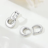Orstarry 925 sterling silver double loop minimalist drop earrings for women