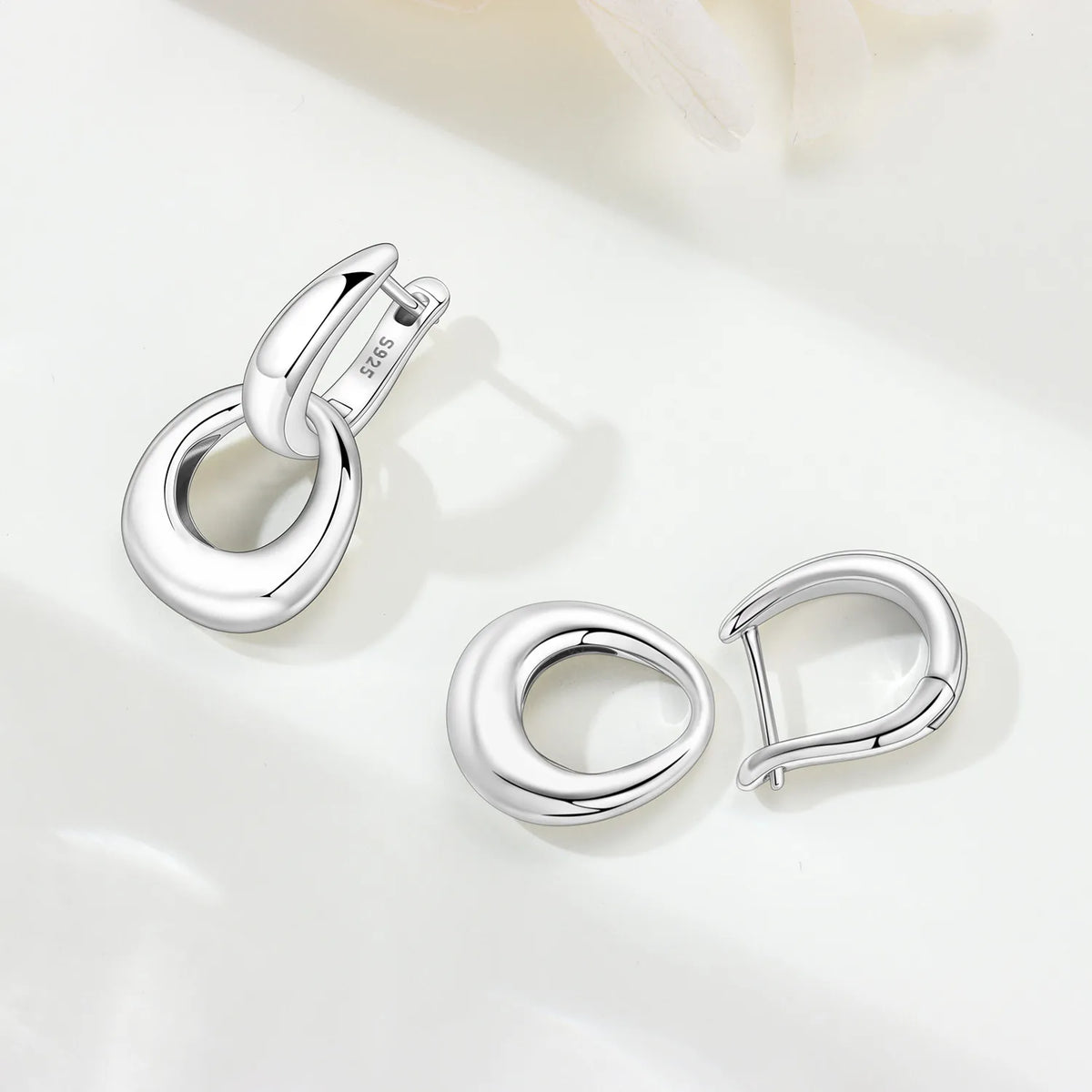 Orstarry 925 sterling silver double loop minimalist drop earrings for women