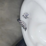 Silver 316L stainless steel wing ear bone nail with rhinestones for women by HSF Marketplace