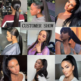 HSF Marketplace straight human hair claw clip ponytail extension, Remy hair, 10–30 inch length