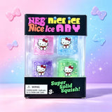 Four mini NeeDoh Nice Ice Cube sensory squishy toys by HSF Marketplace, soft, slow-rebound fidget stress relief toys for kids and adults.