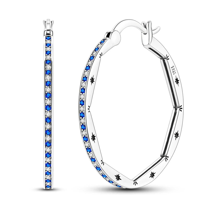 Hypoallergenic CZ zircon hoop earrings in 925 sterling silver by HSF Marketplace