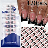 120-piece medium-long square acrylic French press-on false nails in mixed sizes by HSF Marketplace