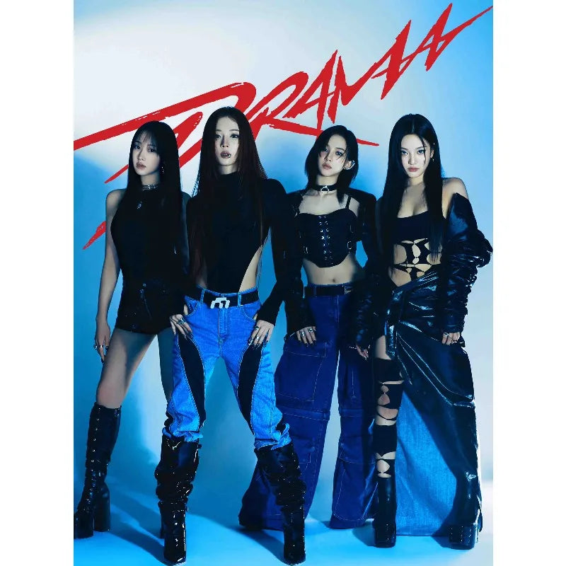 A-Aespa Whiplash aesthetic poster HD canvas wall art featuring K-pop group Aespa members