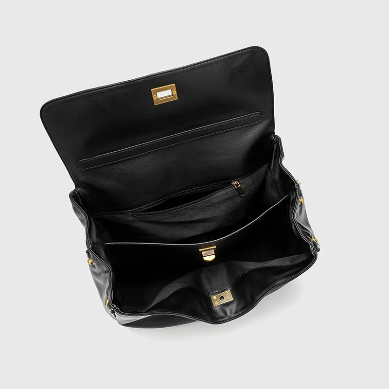 Large capacity women's split leather tote bag in a spacious everyday handbag design