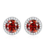 Tezzc moissanite stud earrings in 925 sterling silver with colorful green, blue, pink, red, and black stones