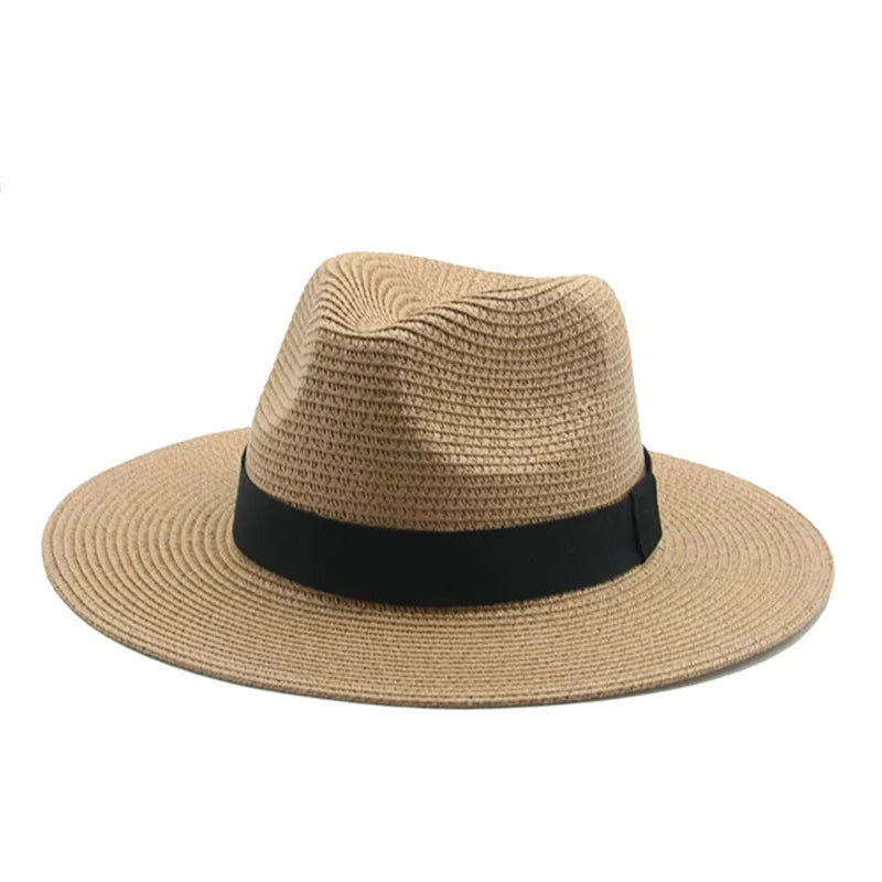 Black ribbon Panama straw hat for women, lightweight spring and summer sun protection bexi
