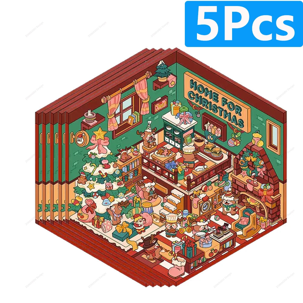 3D landscaping stickers for miniature scenes by HSF Marketplace, featuring colorful trees, plants, and garden details