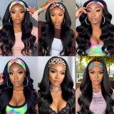 30-inch Brazilian body wave headband wig, 250% density virgin human hair wig for Black women