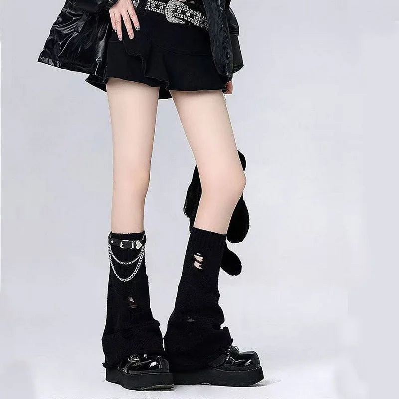 Gothic leather garter belt for women with punk-style leg accessory design by HSF Marketplace