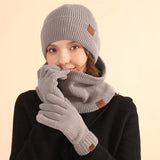 Women's winter scarf hat glove set with warm plush lining in coordinating accessories