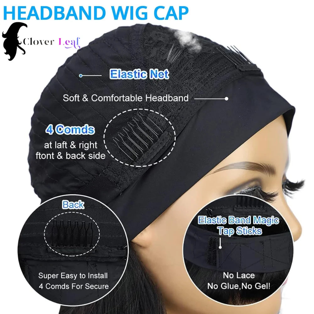 12-inch straight headband wig for Black women, natural Remy human hair by HSF Marketplace