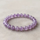 Purple Natural Lavender Amethyst Beaded Bracelet Healing Semi-Precious Gemstone Jewelry for Calm Intuition Women Gift