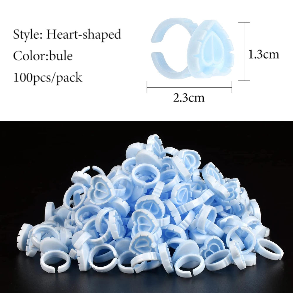 100PCS Disposable Glue Rings Eyelash Extension/Nail Art/Tattoo Blossom Smart Cup Extension Supplies Tools