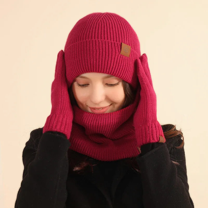 Women's winter scarf hat glove set with warm plush lining by HSF Marketplace