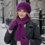 Women's 3-piece winter hat, scarf, and gloves set by HSF Marketplace for cold weather