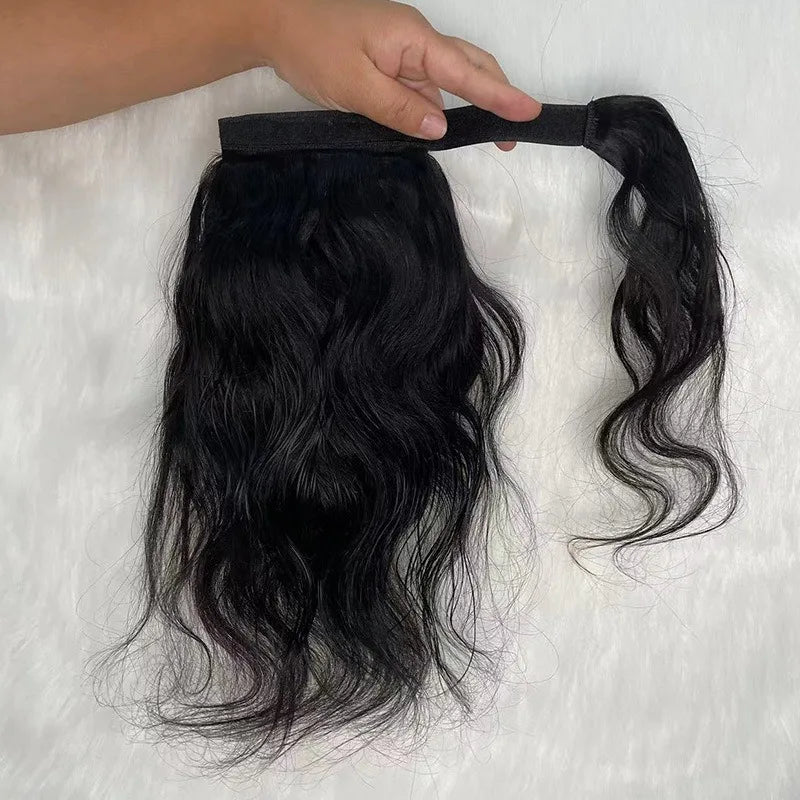 12A Long Ponytails Wrap Around natural color Human Hair Body Wave Clip in Hairpiece Blonde 8-30" for Women's Stylish Look