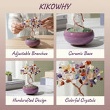 1pc Colorful Crystal Tree Decoration with Bohemian Style Flower Pot - Handmade Ceramic Base, Desktop, Housewarming Gift