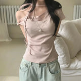 Women's polka dot one-shoulder summer T-shirt by HSF Marketplace