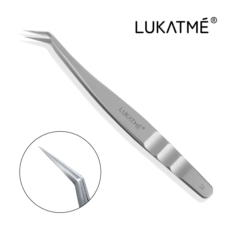 LUKATME Eyelash Tweezer Anti-Slip Fiber Tip Eyelash Extension Tools Stainless Steel Professional Precision Tweezer for Makeup