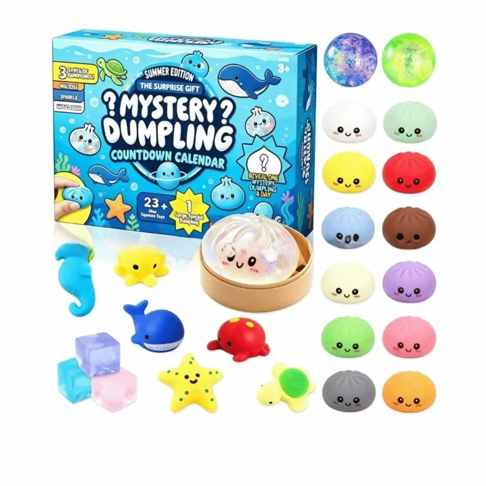 24-day Christmas advent calendar with dumpling squishy sensory toy for slow-rise anxiety relief by HSF Marketplace