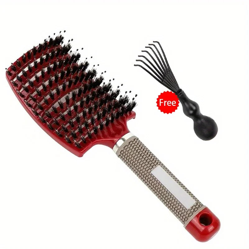 HSF detangling hair brush for curly hair with flexible bristles and scalp massage design