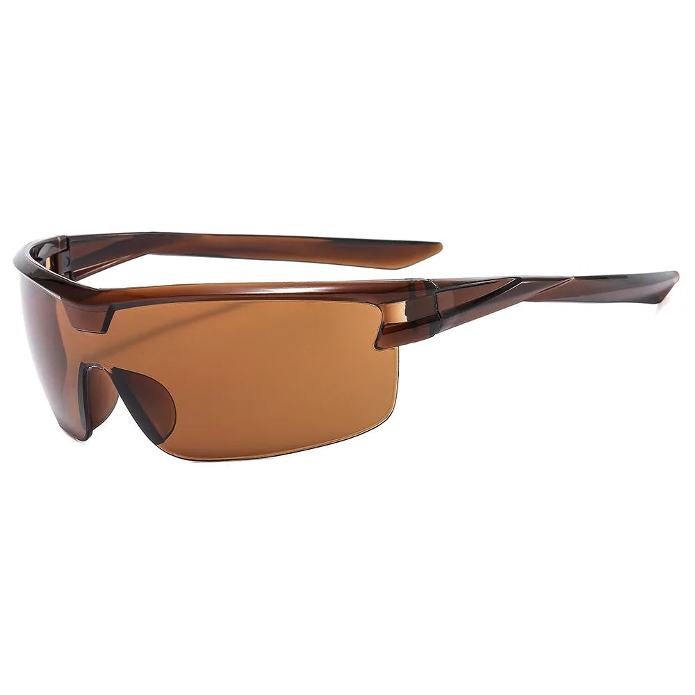 Y2k rimless sunglasses for women with snake ray metal legs, gradient wrap-around lenses, stylish punk-inspired eyewear.