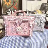 Transparent Y2K Japanese Ita shoulder bag by HSF Marketplace, large capacity crossbody tote with casual and DIY display features.