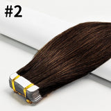Straight seamless tape-in Remy human hair extensions, 20-piece natural black set for women
