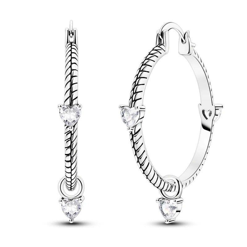 Hypoallergenic CZ zircon hoop earrings in 925 sterling silver by HSF Marketplace