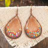 Colorful wire-wrapped boho dangle earrings for women by HSF Marketplace