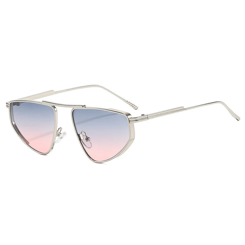 Polygon metal cat eye sunglasses for women with gradient shades and UV400 protection by SO&EI, stylish fashion accessory.