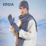 Winter knitted hat, scarf, and gloves set for cold weather protection by HSF Marketplace