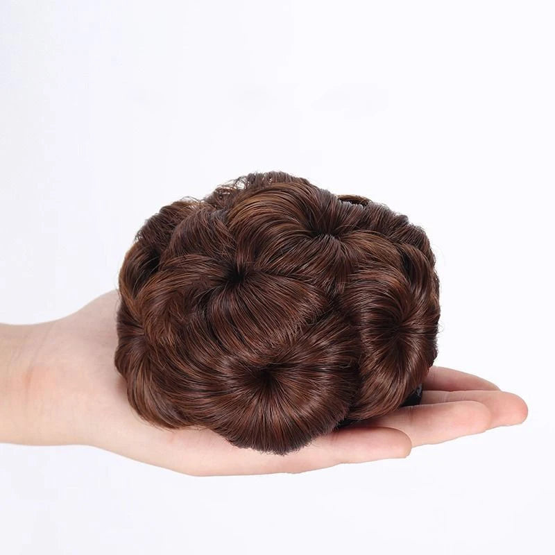 Black embellished human hair claw ponytail extension updo bun wig for women by HSF Marketplace