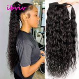 Straight wrap-around Remy human hair ponytail extension, 100g, 10–32 inches, for women