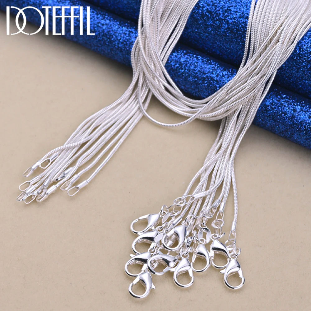 Sterling silver snake chain necklace in various lengths, 1.2mm thickness, for women and men, from DOTEFFIL jewelry collection.