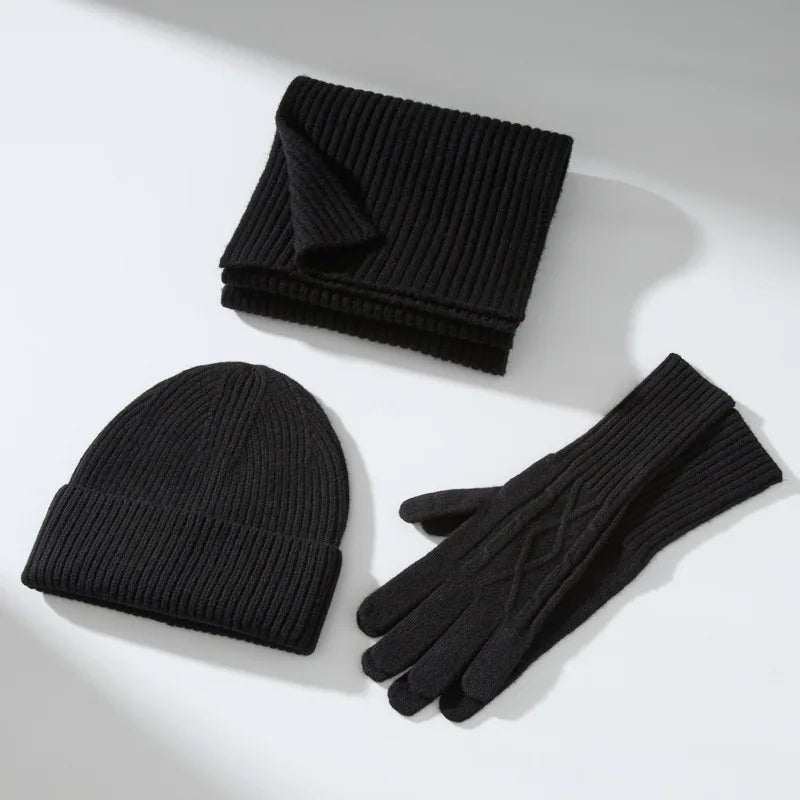 HSF Marketplace wool beanie, scarf and glove set in coordinated winter accessories for warmth