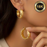 Elegant 18K gold plated stainless steel hoop earrings for women by HSF Marketplace