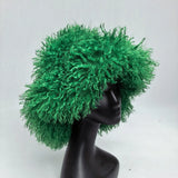 Women's faux wool curly fur bucket hat by HSF Marketplace, soft textured design in a cozy winter style