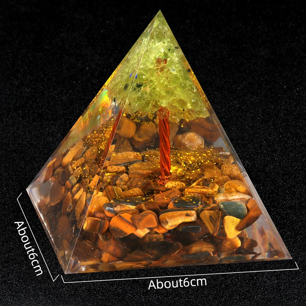 Orgonite Pyramid Tree of Life Natural Stone Healing Crystal Amethyst Energy Generator Reiki Chakra Meditation Tools Room Decor
