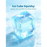 Transparent ice cube squishy toy with jelly TPR texture, stress relief sensory fidget for teens and adults.