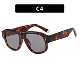 Thick polygonal square tortoise shell sunglasses with gradient lenses, UV400 protection, suitable for men and women, outdoor fashion accessory.