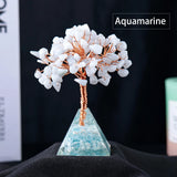 1pc Natural Crystal Tree Ornament Resin Pyramid Base Crystal Crushed Stone Fortune Tree Home Office Decoration Holiday Gift