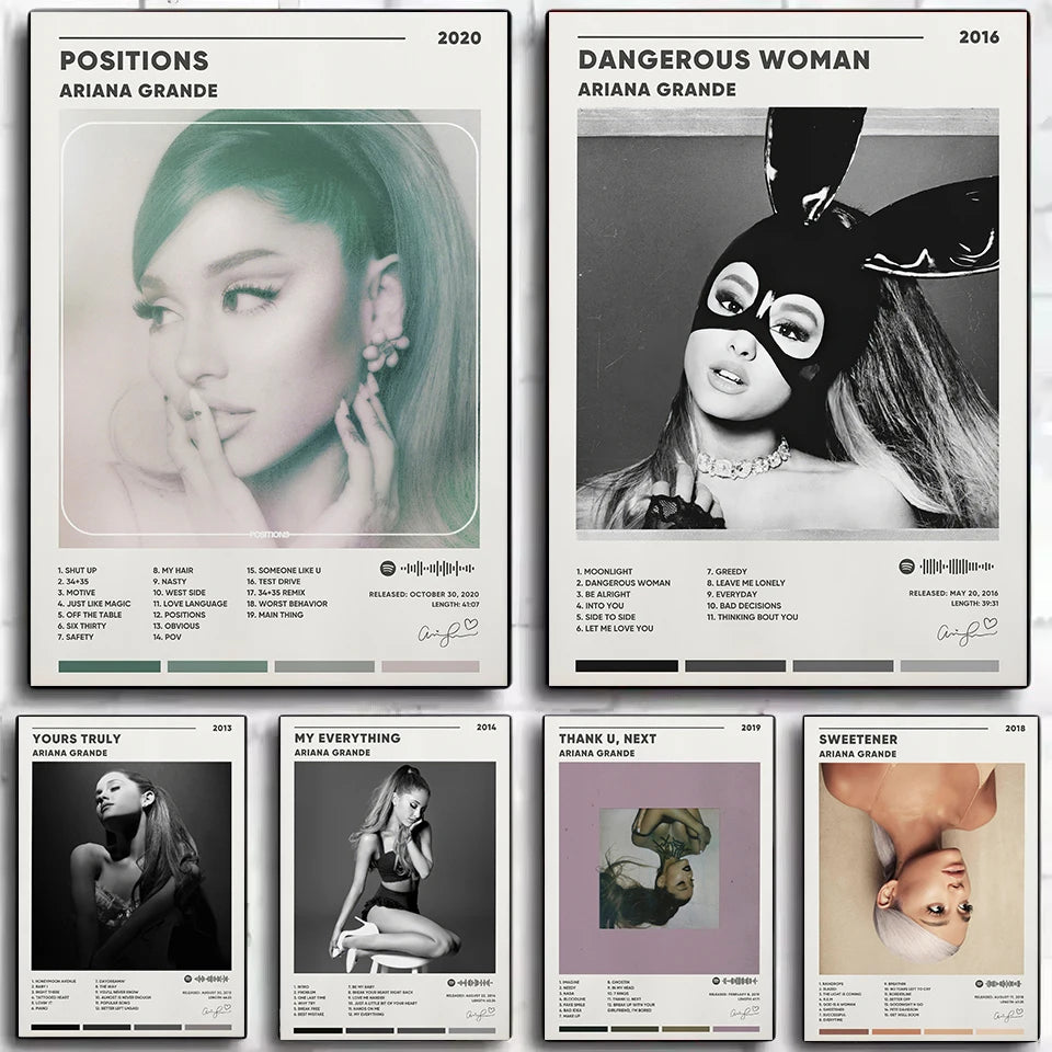 Ariana Grande canvas print featuring Thank U, Next and Positions poster artwork