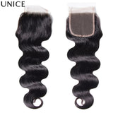 UNice Hair Body Wave Human Hair Bundles 2/3/4 PCS With 1PC Free Part 4x4 Lace Closure or 13x4 Lace Frontal