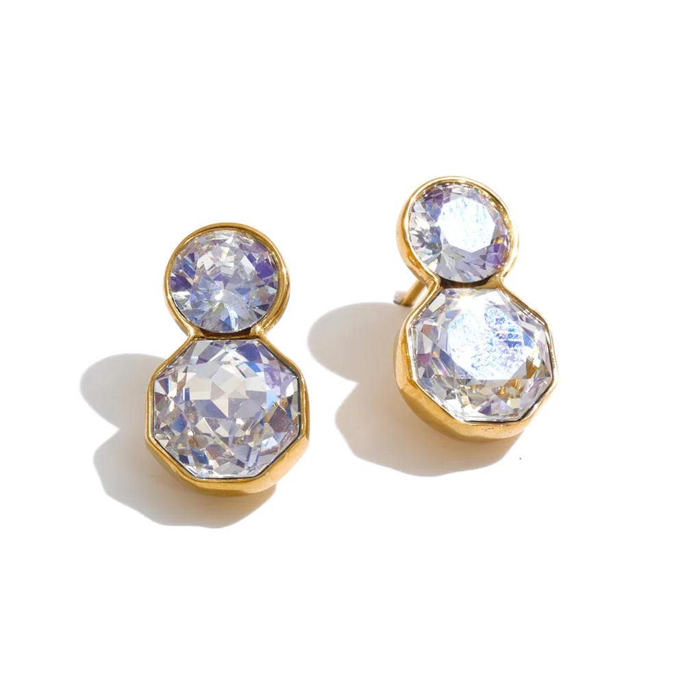 Stainless steel K9 crystal stud earrings for women, showcasing a versatile elegant jewelry design
