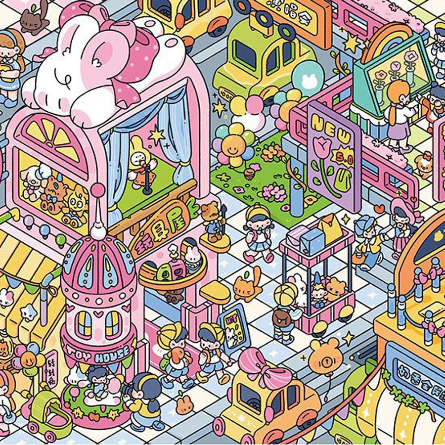 Kawaii 3D city scenery stickers by HSF Marketplace for DIY decor and gifts
