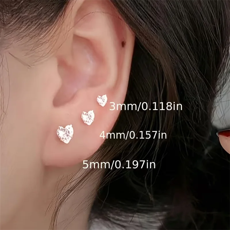 Stainless steel heart stud earrings set by HSF Marketplace for everyday wear