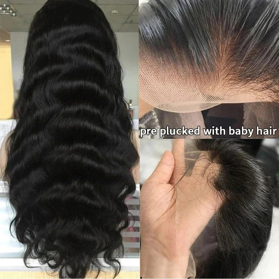 250 Density 46 Inch Body Wave 100% Human Hair 13x6 13x4 HD Transparent Lace Frontal Wig Pre Plucked Natural 360 Full Front Wigs
